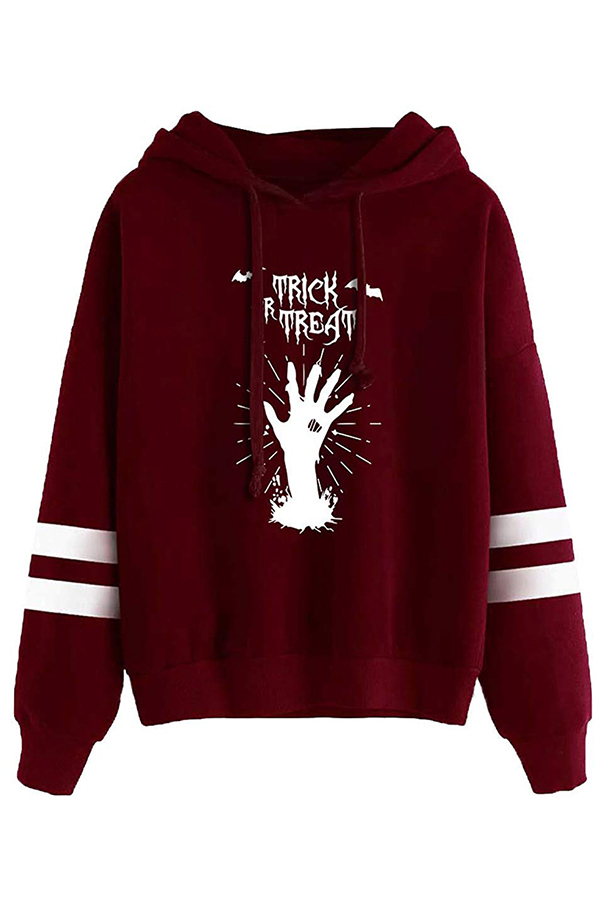 

Lovely Casual Hooded Collar Wine Red Hoodie