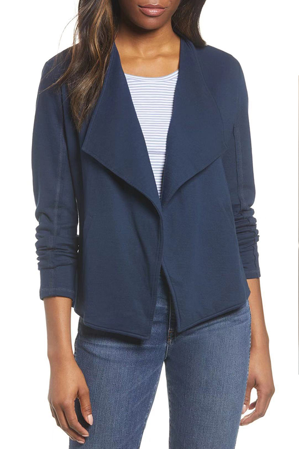 

Lovely Casual Basic Blue Coat