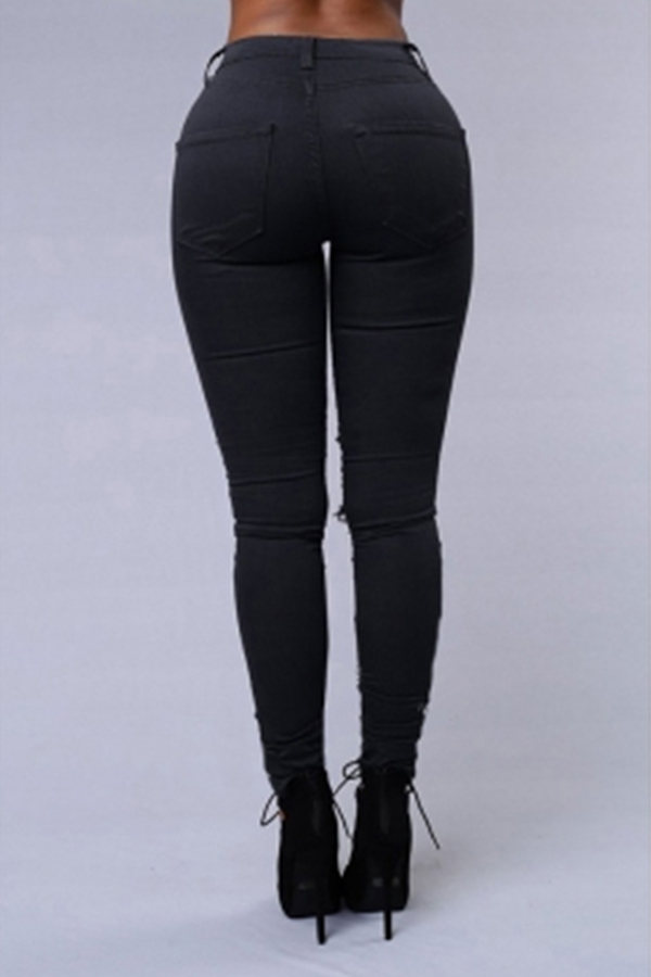 Lovely Trendy Broken Holes Black Pants_Pants_Bottoms_LovelyWholesale | Wholesale Shoes,Wholesale ...