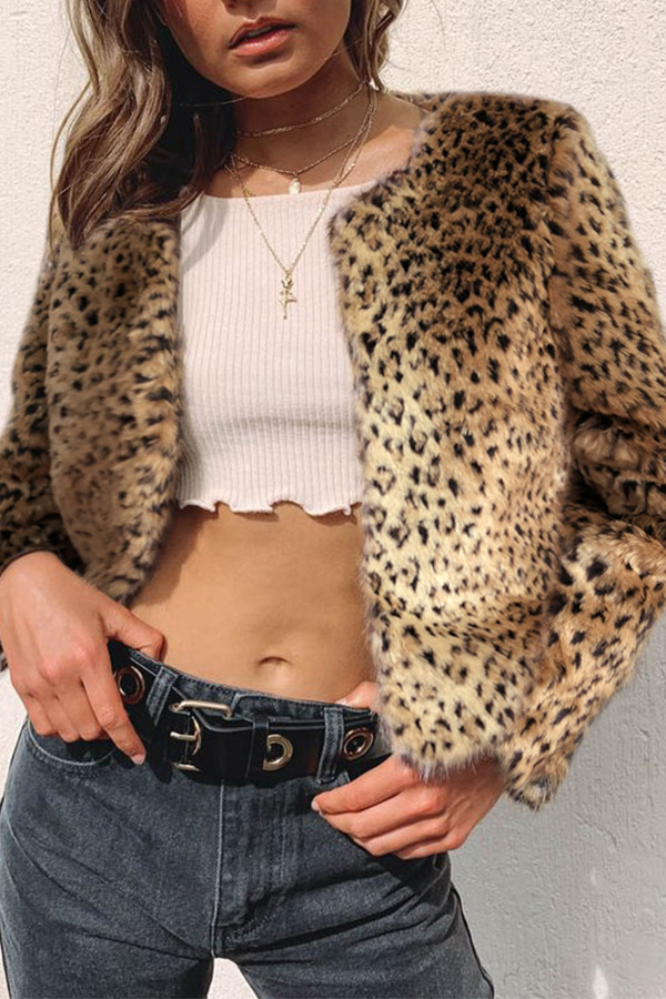 

Lovely Casual Leopard Printed Short Coat