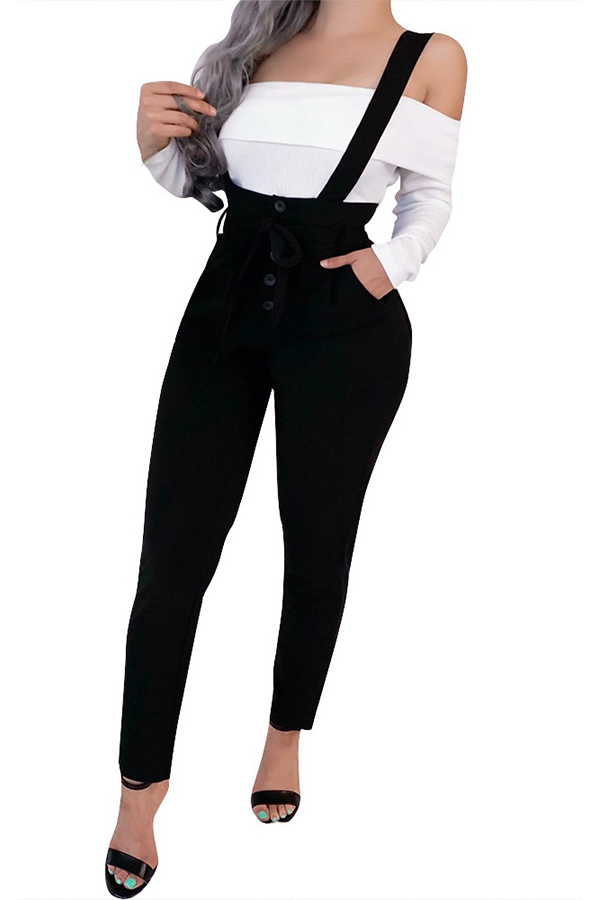 

Lovely Casual Backless Black One-piece Jumpsuit