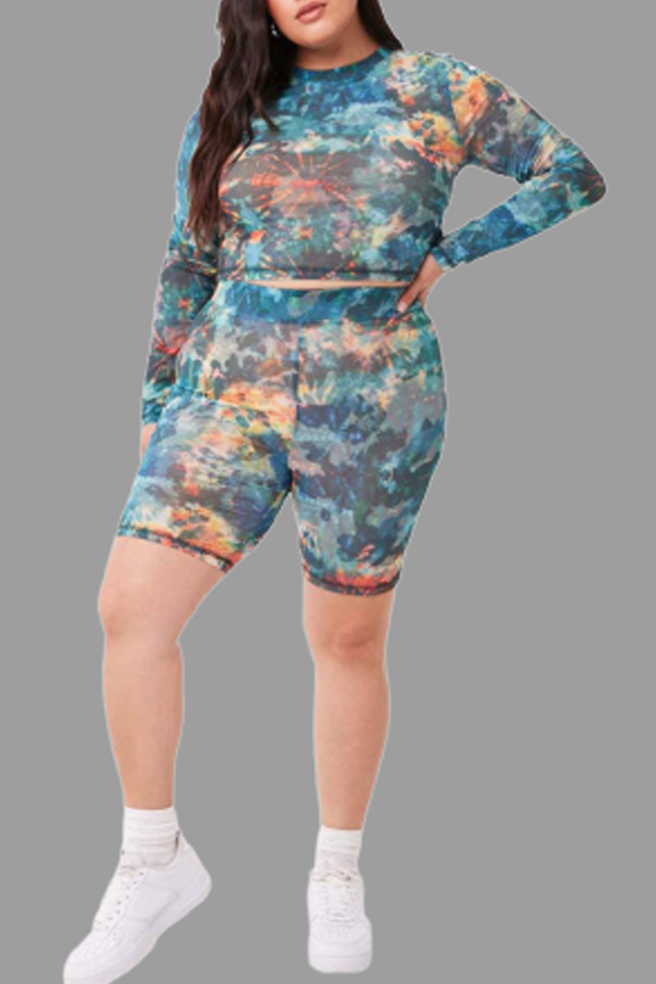 Cheap Plus Size Two Pieces Lovely Casual Camouflage Printed Plus Size