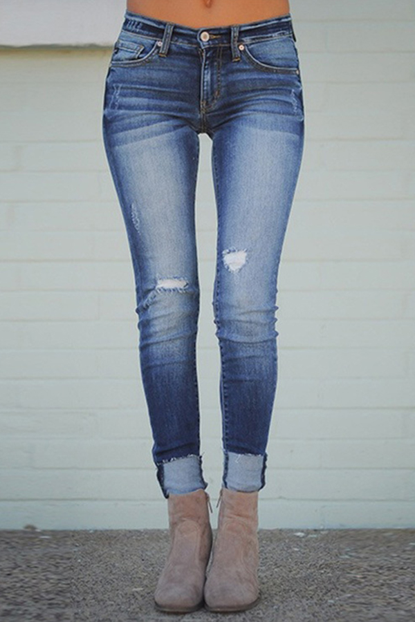 

Lovely Casual Skinny Deep Blue Jeans