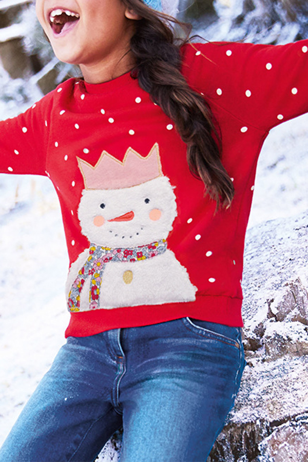 

Lovely Christmas Day Printed Red Girls Sweatshirt