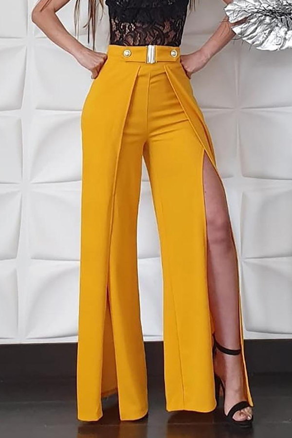 yellow petite pants