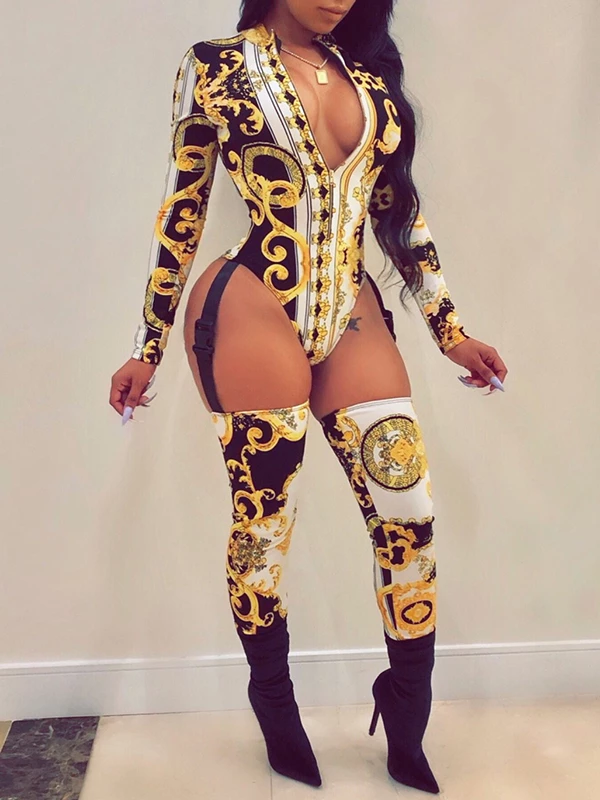 

Lovely Sexy Hollow-out Printed Black Two-piece Pants Set
