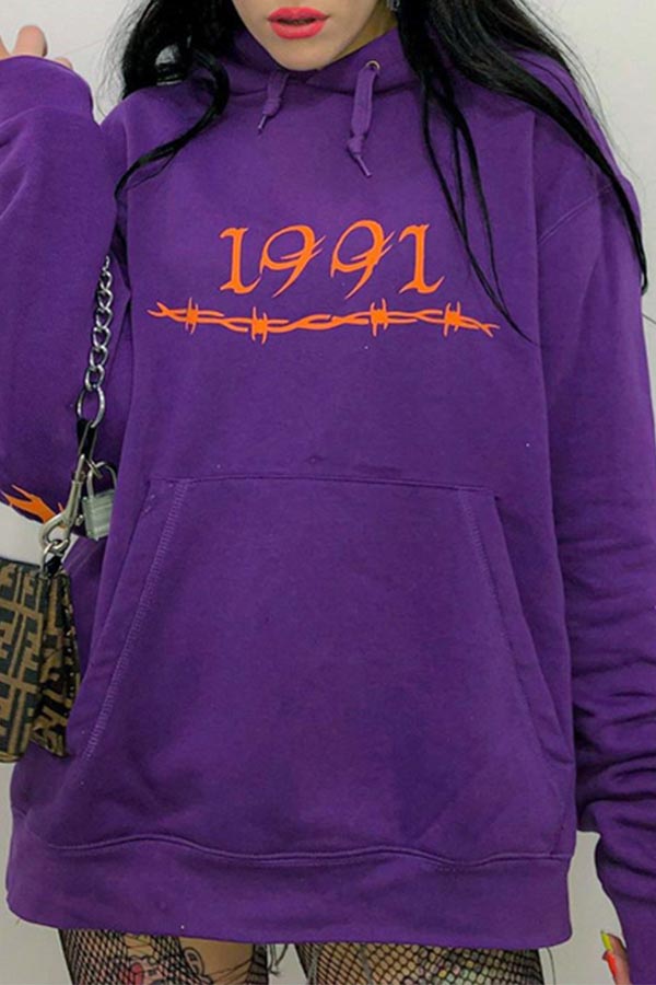 Cheap Hoodies Lovely Casual Letter Printed Purple Hoodie