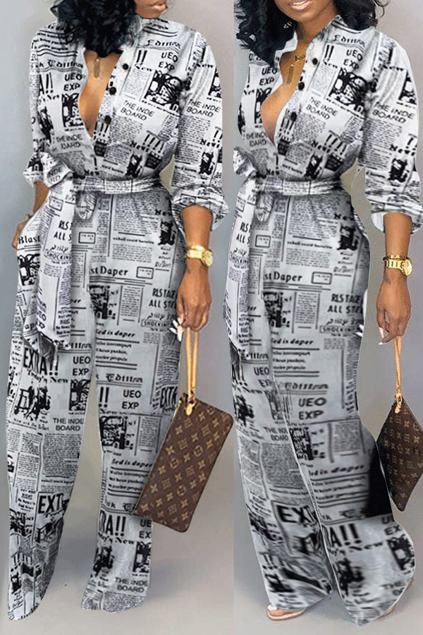 

Lovely Casual Letter Printed White One-piece Jumpsuit