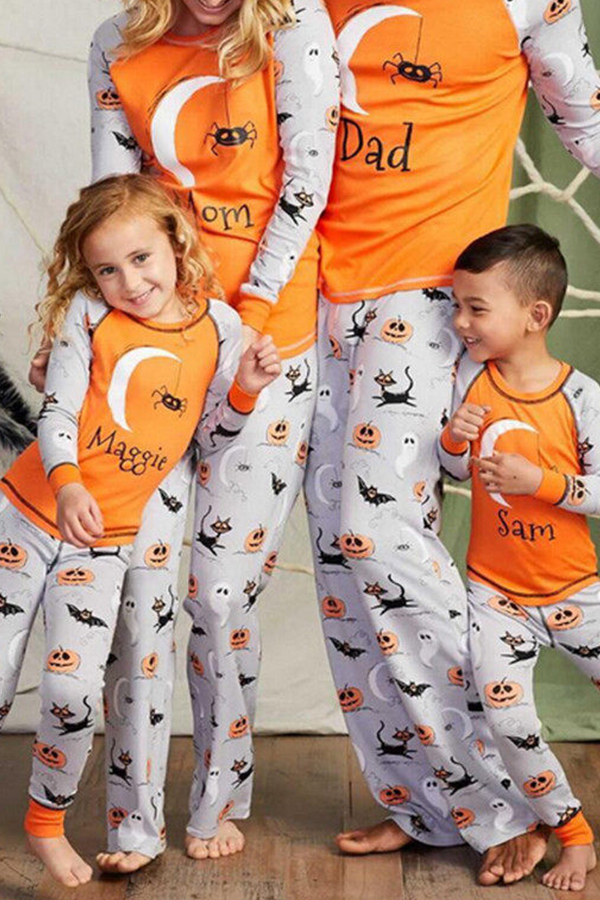 

Lovely Halloween Printed Yellow Mother Two-piece Pants Set