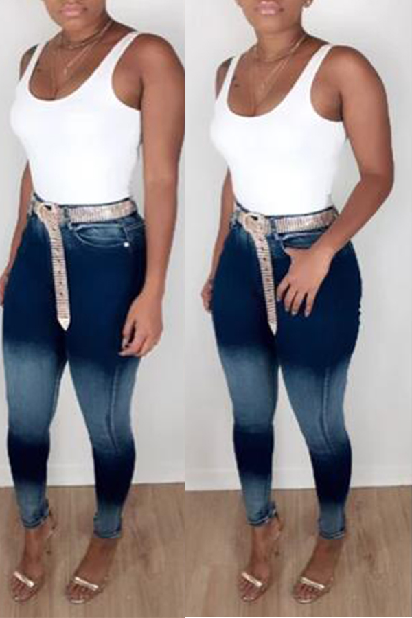 

Lovely Casual Skinny Blue Jeans(Without Belt