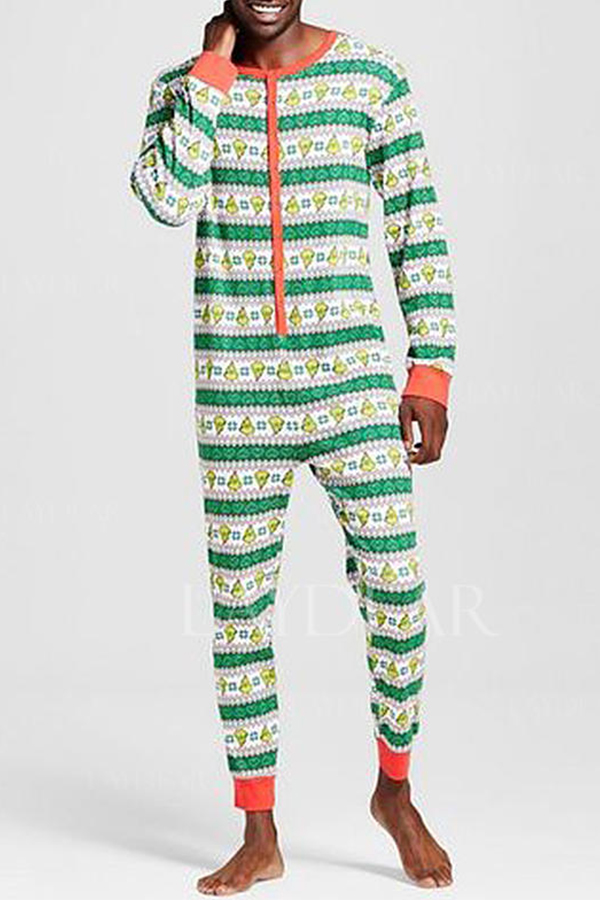 

Lovely Family Printed Green Father One-piece Jumpsuit