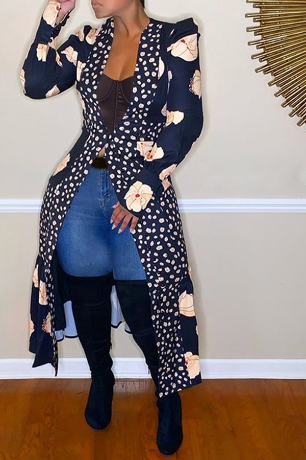 

Lovely Trendy Deep V Neck Dark Blue Blouse