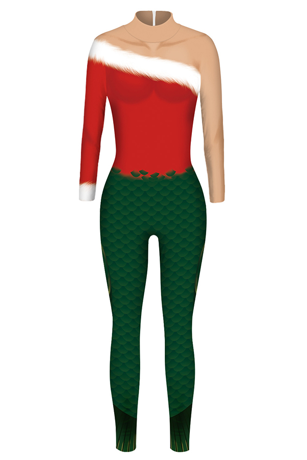 

Lovely Cosplay Patchwork Green One-piece Jumpsuit