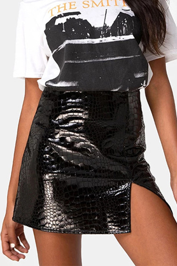 

Lovely Trendy Slit Black Mini Skirt