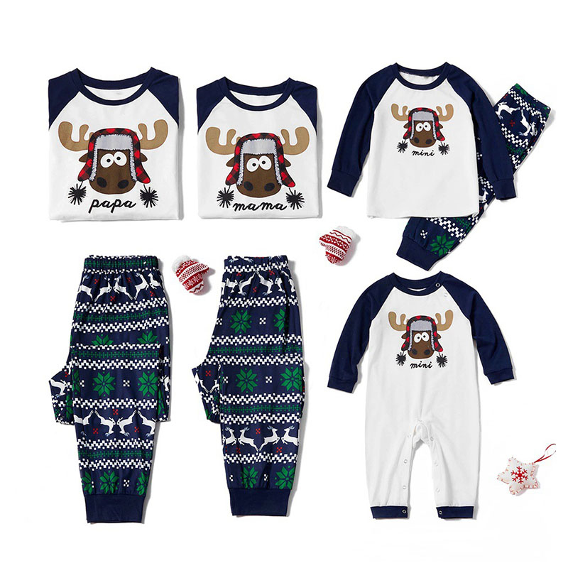 

Lovely Family Printed Blue Mother Two-piece Pants Set