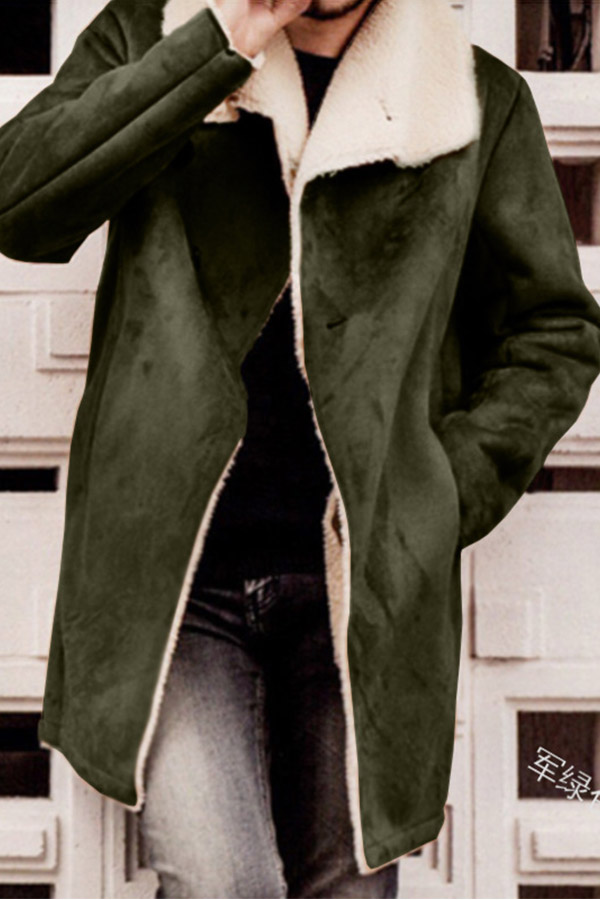 

Lovely Casual Turndown Collar Green Suede