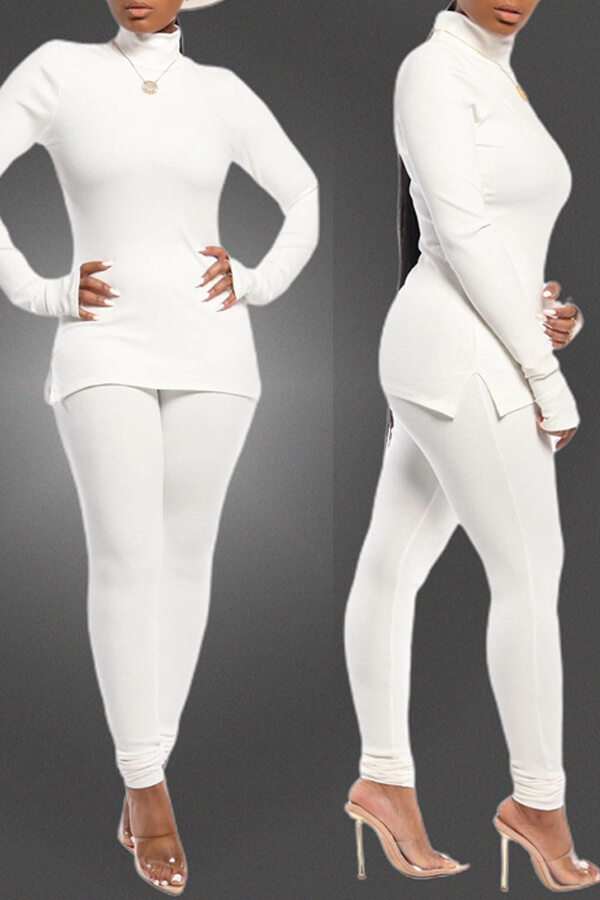 Lovely Casual Basic White Two-piece Pants Set