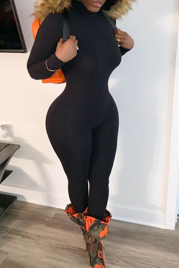 

Lovely Trendy Skinny Black One-piece Jumpsuit