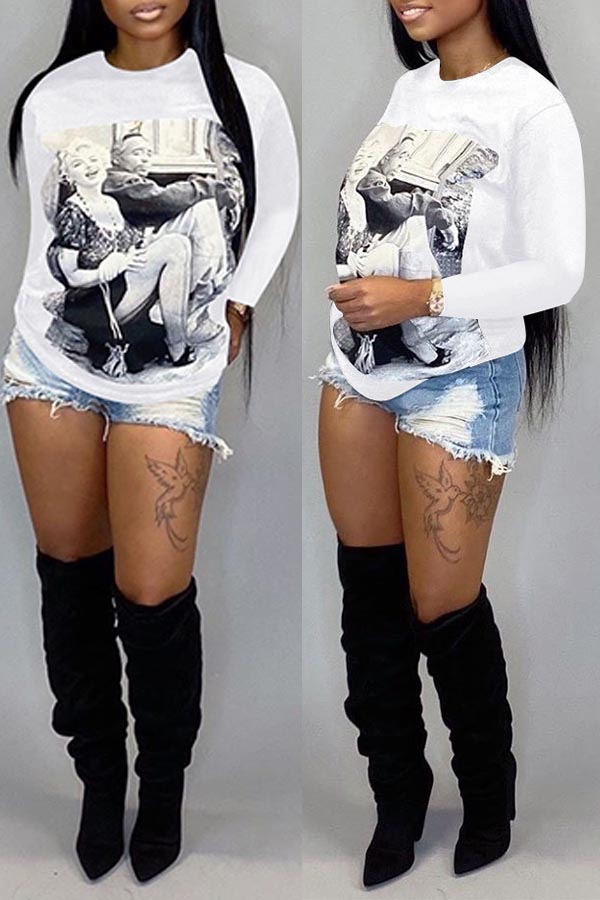 

Lovely Casual Printed White T-shirt