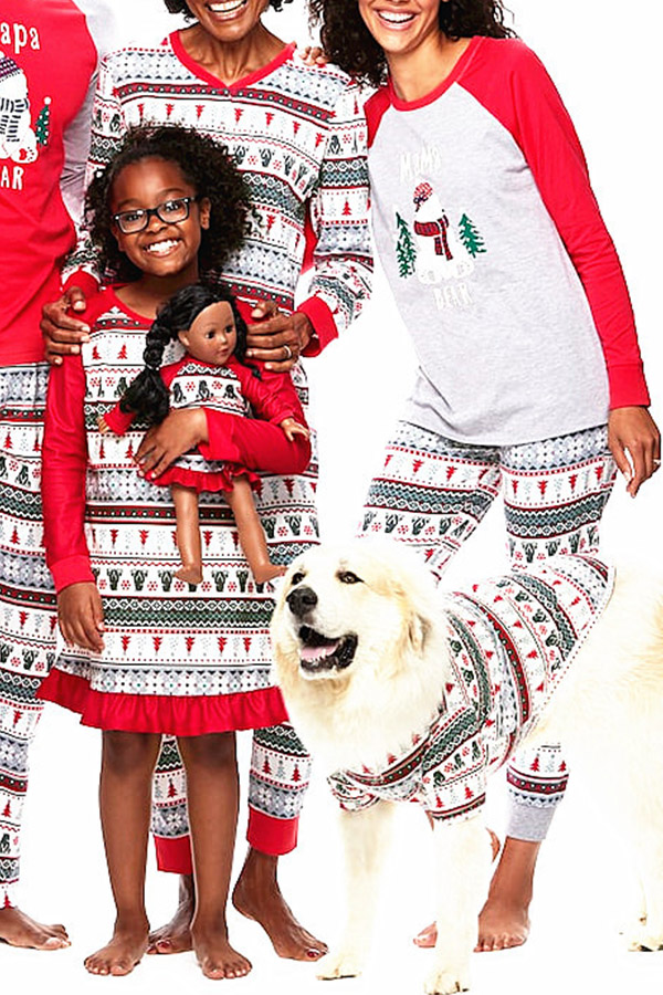 

Lovely Family Santa Claus Printed White Mother Two-piece Pants Set