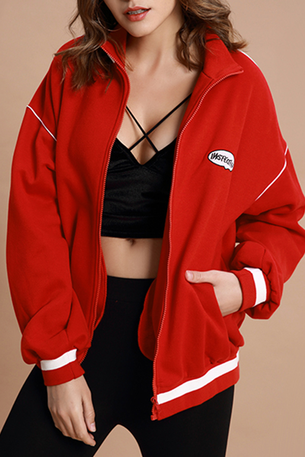 

Lovely Trendy Long Sleeves Red Jacket