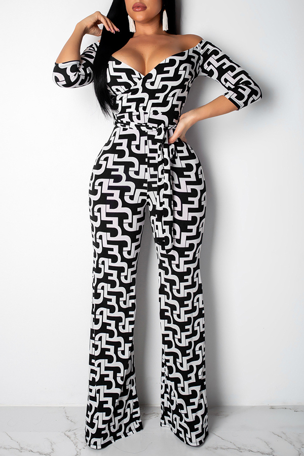 

Lovely Casual Printed Black One-piece Jumpsuit