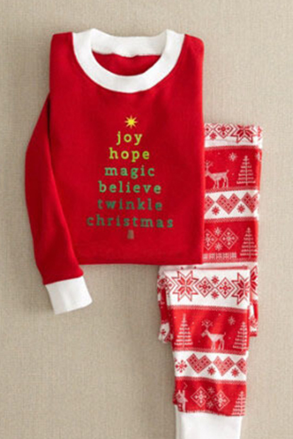 

Lovely Family Printed Red Boys Two-piece Pants Set