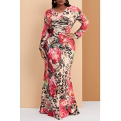Lovely Casual Floral Printed Red Floor Length Trum