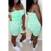 Lovely Trendy Printed Green One-piece Romper