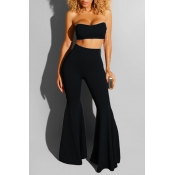Lovely Leisure Off The Shoulder Black Two-piece Pa