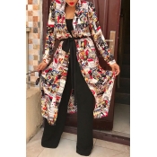 Lovely Casual Printed Long Multicolor Coat(With Be