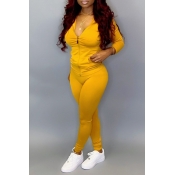 LW Hooded Collar Zipper Design Tracksuit Set