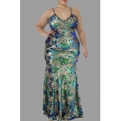 Lovely Casual Sequined Design Green Floor Length P