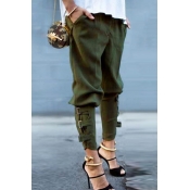Lovely Casual Bandage Design Army Green Pants