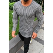 Lovely Casual Striped Grey T-shirt