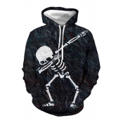 Lovely Casual Hooded Collar Skull Printed Black Ho