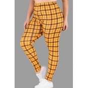 Lovely Casual Printed Yellow Plus Size Pants