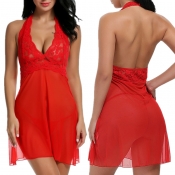 Lovely Sexy Backless Red Babydolls
