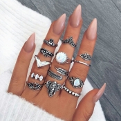 Lovely Trendy 13-piece Silver Ring