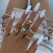 Lovely Casual 8-piece Gold Ring