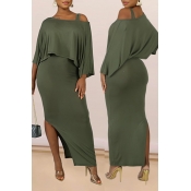 Lovely Trendy Loose Blackish Green Two-piece Skirt
