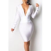 Lovely Party V Neck White Mini Dress