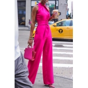 Lovely Work Loose Rose Red One-piece Jumpsuit