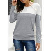 Lovely Casual O Neck Patchwork Grey T-shirt