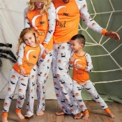 Lovely Halloween Printed Orange Father Two-piece P