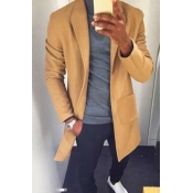 Lovely Trendy Turndown Collar Yellow Coat
