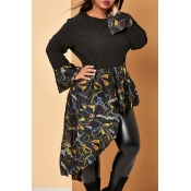 Lovely Casual Patchwork Black Plus Size Blouse