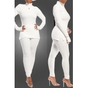 Lovely Casual Basic White Two-piece Pants Set