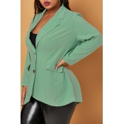 Lovely Trendy Basic Light Green Plus Size Blazer