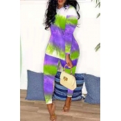 Lovely Casual Printed Purple Two-piece Pants Set